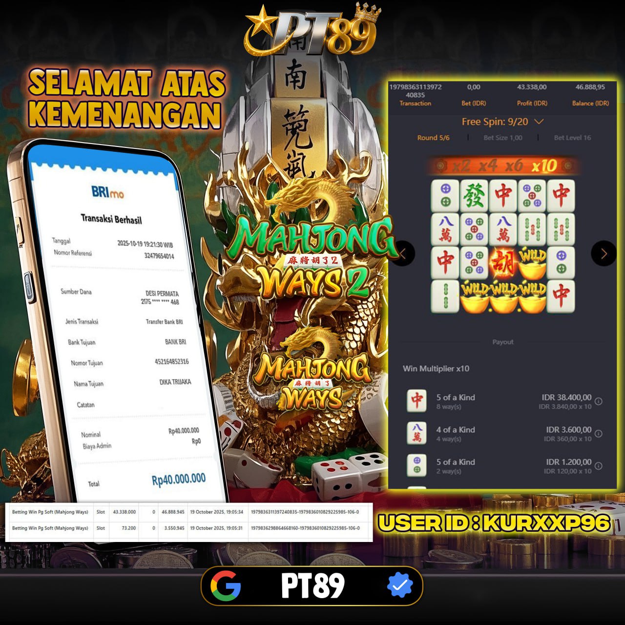 BUKTI WITHDRAW Mahjong Ways 🀄- PG Soft	