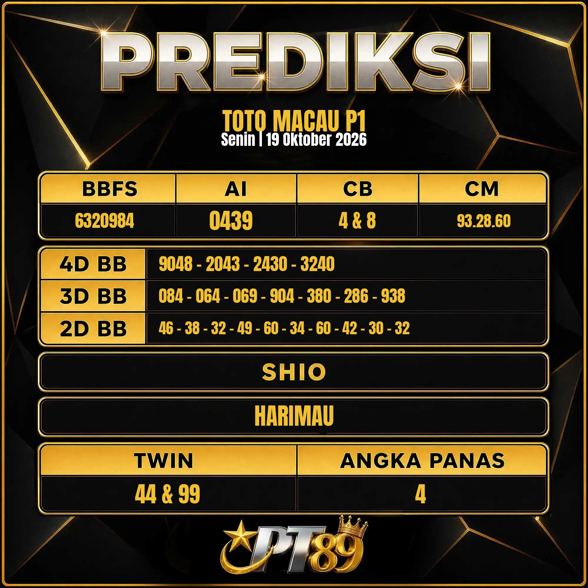 PREDIKSI TOGEL PT89